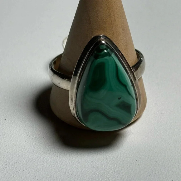 Malachite Ring | Natural Gemstone | 925 Sterling Silver | Size 11 | Jewelry - Picture 11 of 12